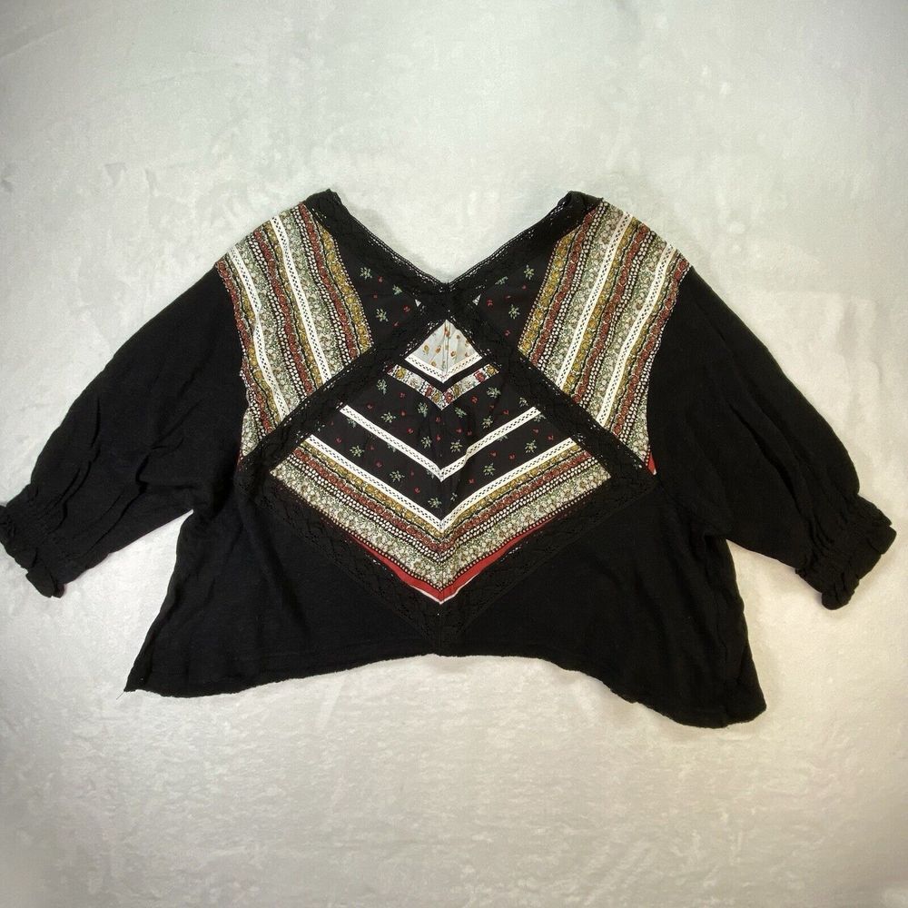 Free People top womens XS Prairie Days Embroidered‎ Cotton Linen Boho Cottage